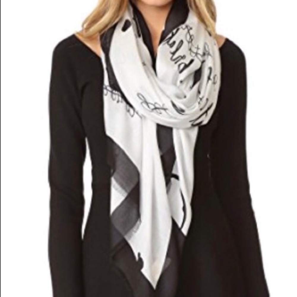 Kate Spade New Resolutions Scarf-Black/White - Picture 6 of 7